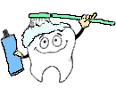 Limpieza del diente con cepillo y dentífrico